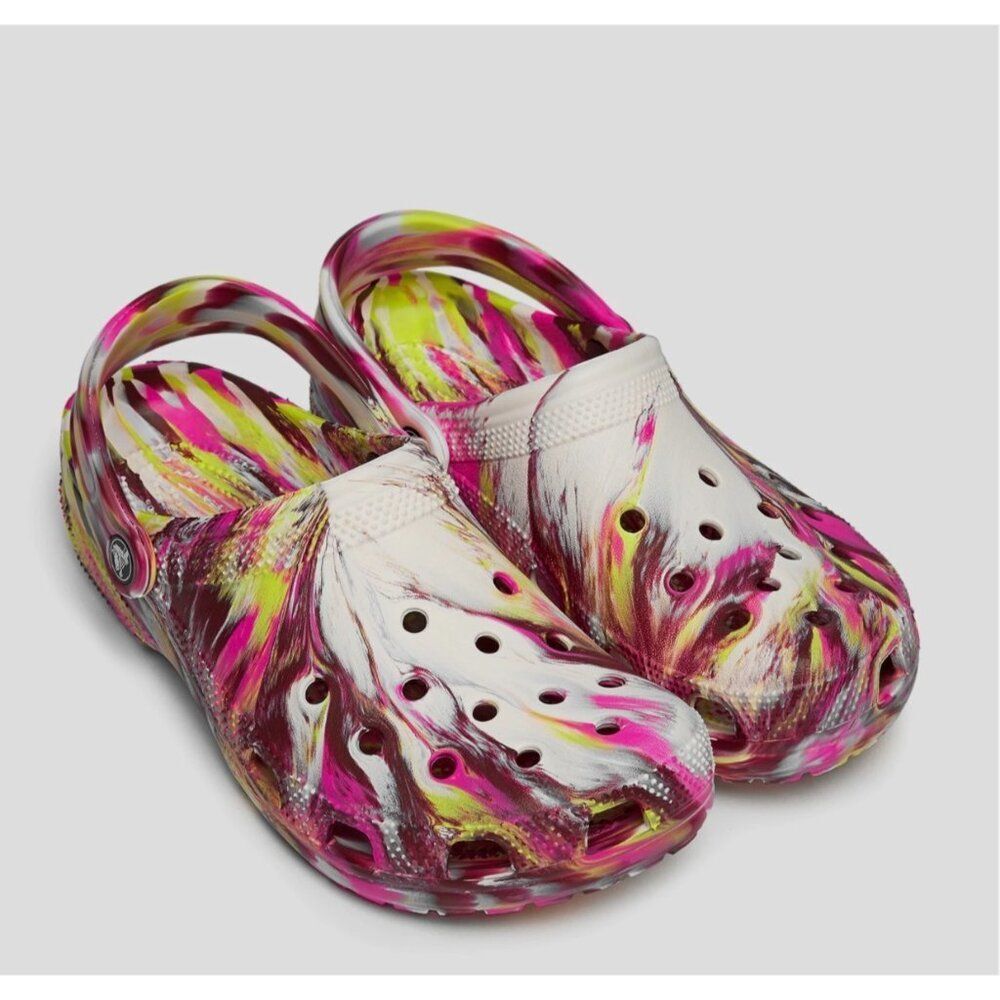 Crocs Unisex Classic Pink Marbled Tie Dye Clog Sandals Size W11 / M 9